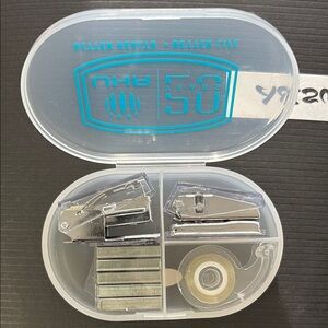 Clear Travel Stapler Set with Staples and Tape